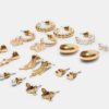 Juego de 9 aretes de mariposa y perlas de imitación Juego de 9 aretes de mariposa y perlas de imitación