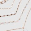 Lote de 5 collares con dijes de piedra rosa