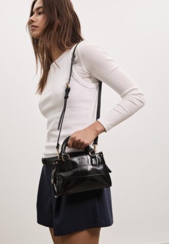 Mini bolso tote bandolera con efecto coco