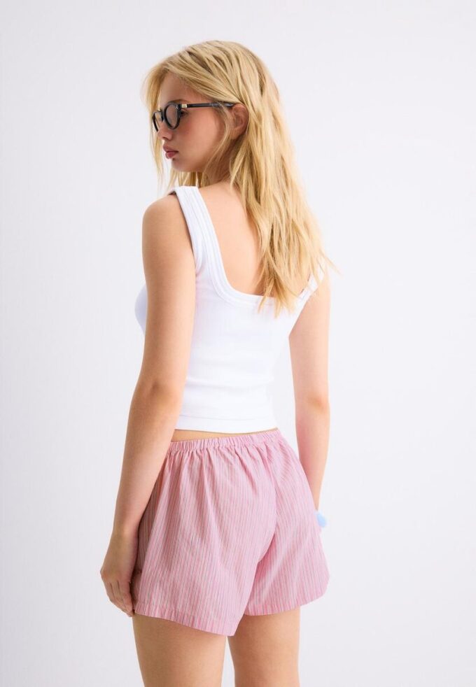 Mini Skort tipo pareo a rayas bordada Mini Skort tipo pareo a rayas bordada