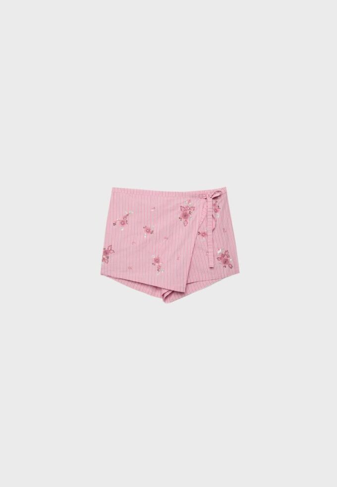 Mini Skort tipo pareo a rayas bordada Mini Skort tipo pareo a rayas bordada
