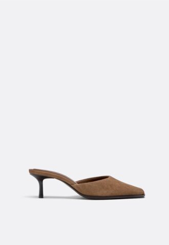 Mules de tacón bajo de piel