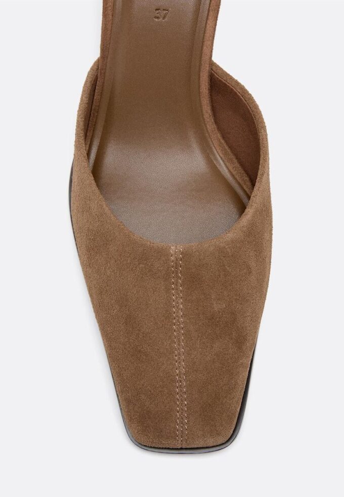 Mules de tacón bajo de piel