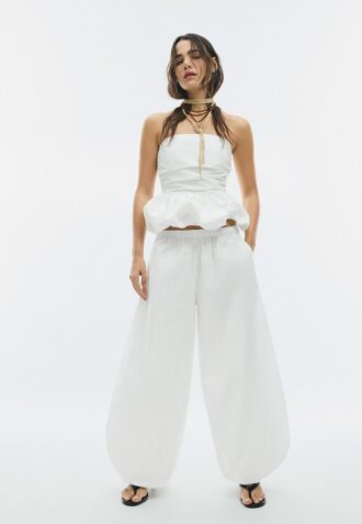 Pantalones anchos de popelín
