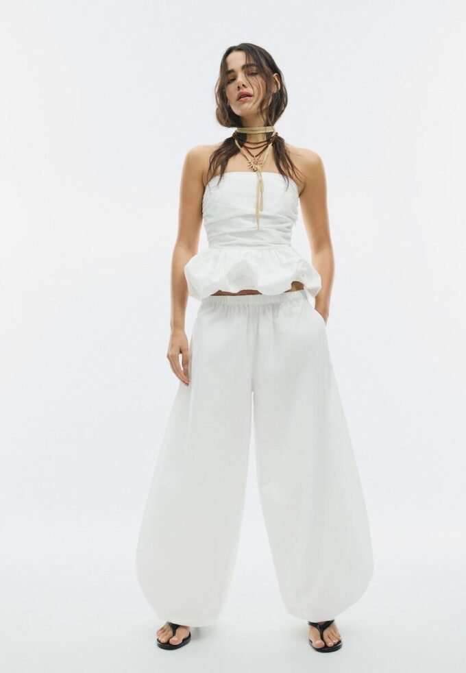 Pantalones anchos de popelín