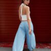 Pantalones anchos de popelín Pantalones anchos de popelín