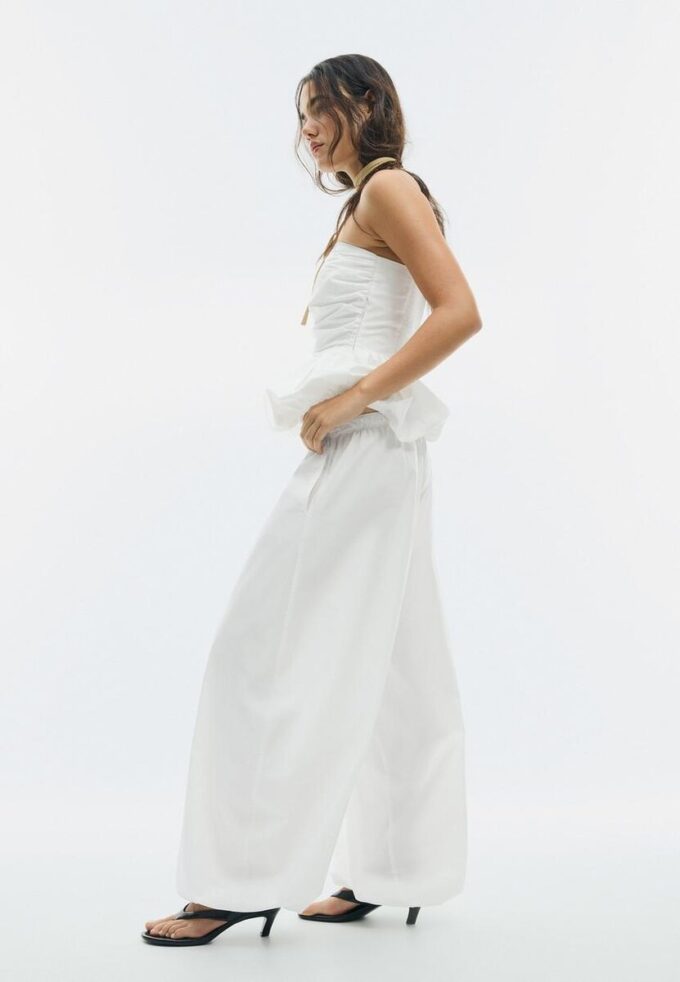 Pantalones anchos de popelín