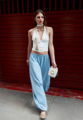 Pantalones anchos de popelín