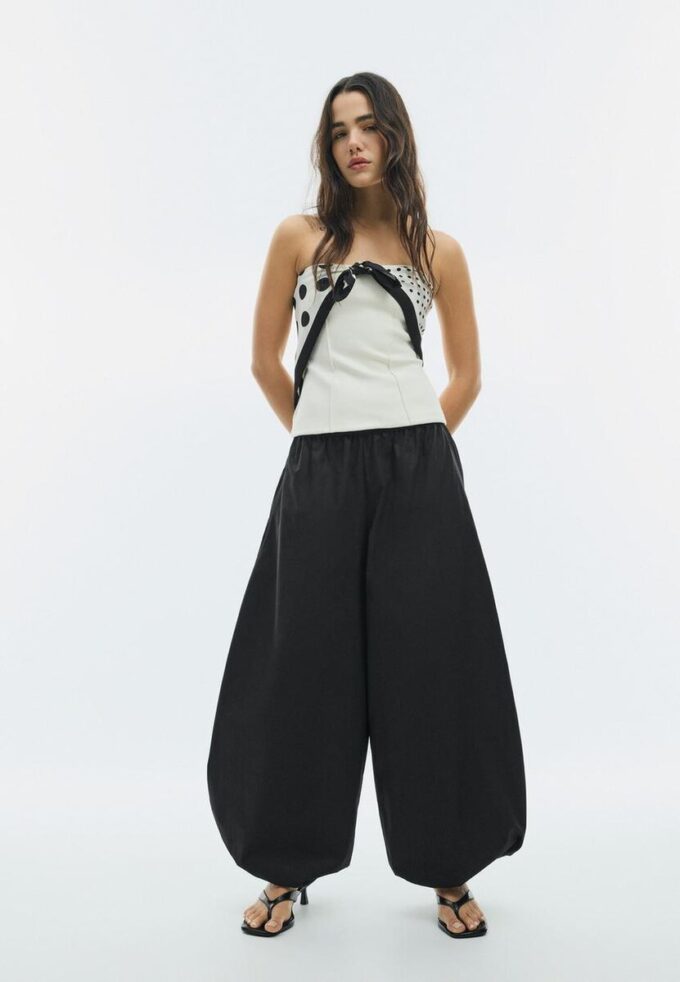 Pantalones anchos de popelín