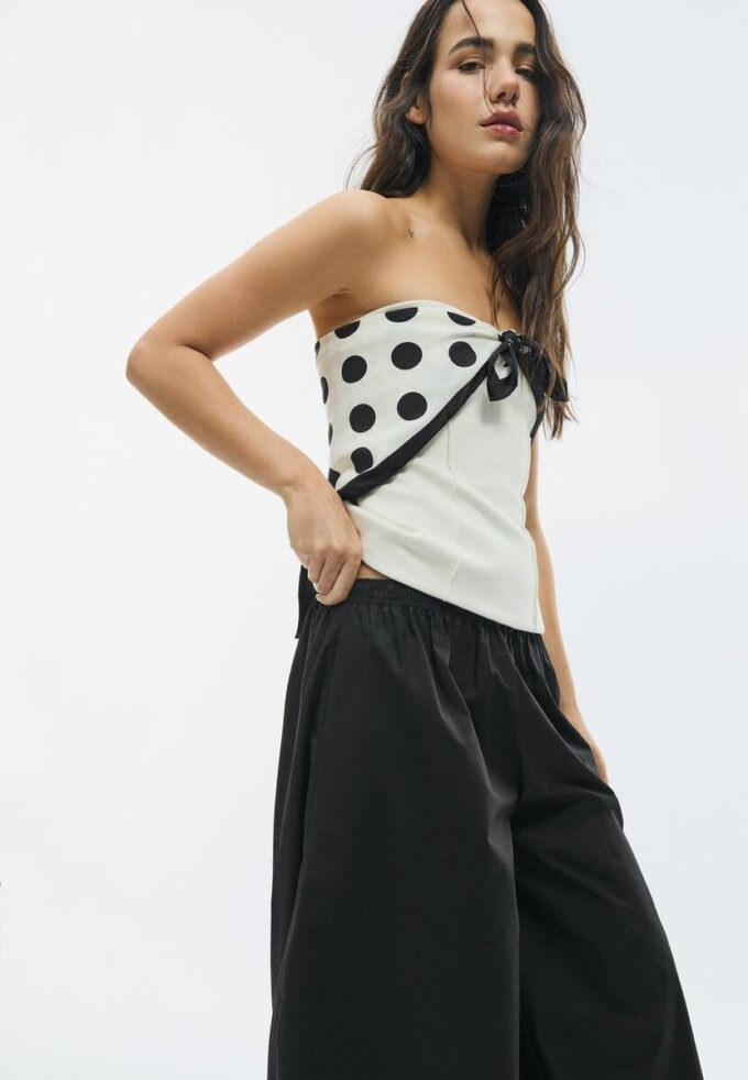 Pantalones anchos de popelín