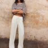 Pantalones con cordón efecto lino Pantalones con cordón efecto lino