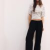 Pantalones con cordón efecto lino Pantalones con cordón efecto lino