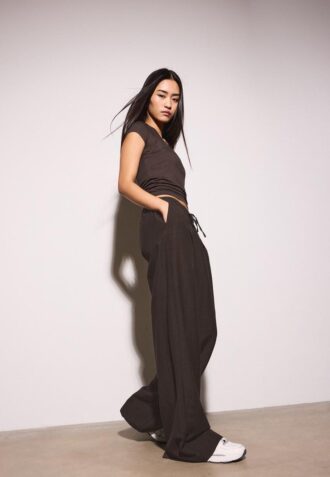 Pantalones con cordón efecto lino