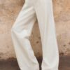 Pantalones con cordón efecto lino Pantalones con cordón efecto lino