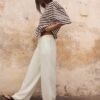 Pantalones con cordón efecto lino Pantalones con cordón efecto lino