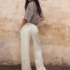 Pantalones con cordón efecto lino Pantalones con cordón efecto lino