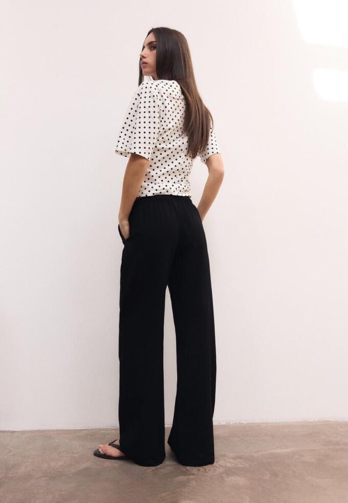Pantalones con cordón efecto lino Pantalones con cordón efecto lino