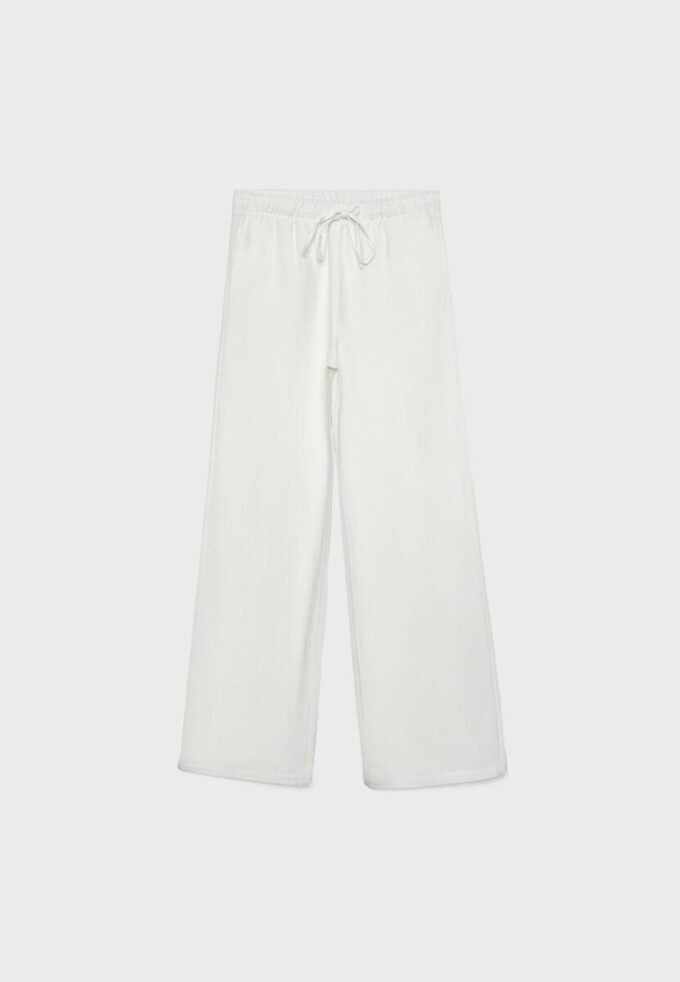 Pantalones con cordón efecto lino Pantalones con cordón efecto lino