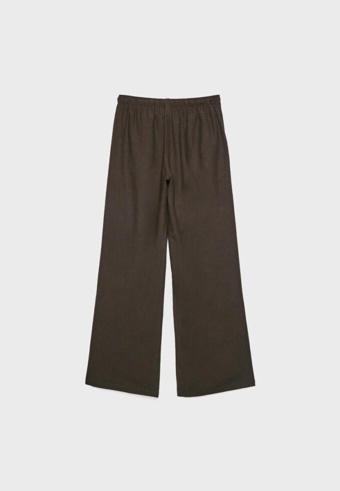 Pantalones con cordón efecto lino Pantalones con cordón efecto lino