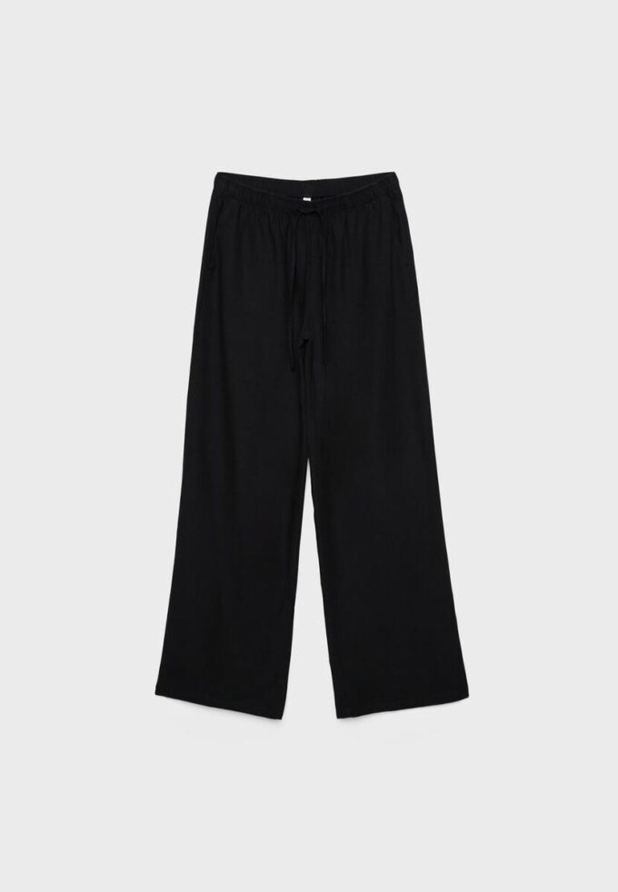 Pantalones con cordón efecto lino Pantalones con cordón efecto lino