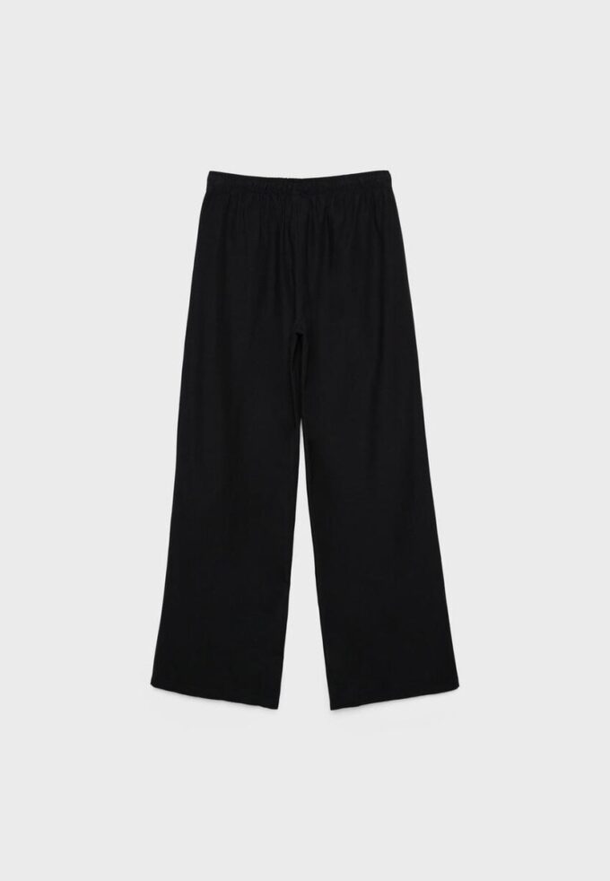Pantalones con cordón efecto lino Pantalones con cordón efecto lino