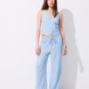 Pantalones con efecto lino y hilos metálicos fluidos Pantalones con efecto lino y hilos metálicos fluidos