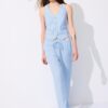 Pantalones con efecto lino y hilos metálicos fluidos Pantalones con efecto lino y hilos metálicos fluidos