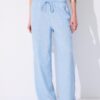 Pantalones con efecto lino y hilos metálicos fluidos Pantalones con efecto lino y hilos metálicos fluidos