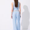 Pantalones con efecto lino y hilos metálicos fluidos Pantalones con efecto lino y hilos metálicos fluidos