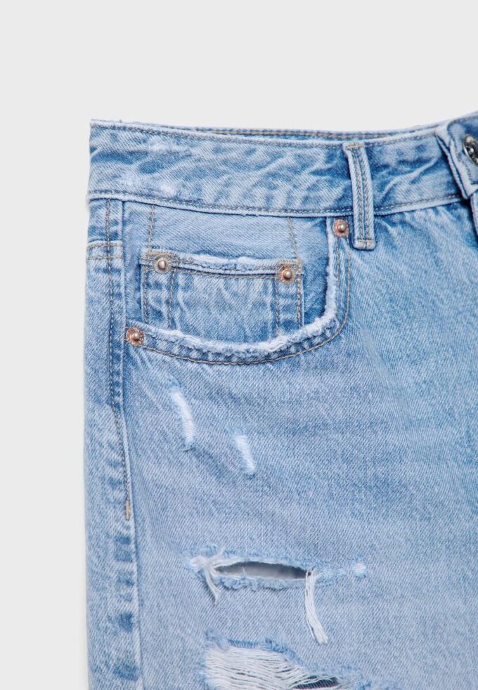 Pantalones cortos de mezclilla rasgada D75 Pantalones cortos de mezclilla rasgada D75