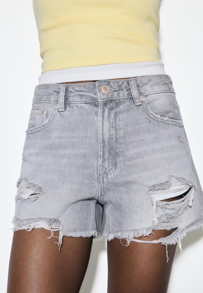 Pantalones cortos de mezclilla rasgada D75 Pantalones cortos de mezclilla rasgada D75
