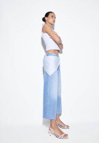 Pantalones culotte de mezclilla con detalle de pañuelo
