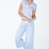 Pantalones culotte de mezclilla con detalle de pañuelo Pantalones culotte de mezclilla con detalle de pañuelo
