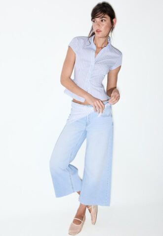 Pantalones culotte de mezclilla con detalle de pañuelo