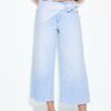 Pantalones culotte de mezclilla con detalle de pañuelo Pantalones culotte de mezclilla con detalle de pañuelo