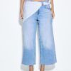 Pantalones culotte de mezclilla con detalle de pañuelo Pantalones culotte de mezclilla con detalle de pañuelo
