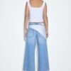 Pantalones culotte de mezclilla con detalle de pañuelo Pantalones culotte de mezclilla con detalle de pañuelo