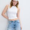 Pantalones culotte de mezclilla con detalle de pañuelo Pantalones culotte de mezclilla con detalle de pañuelo