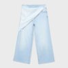 Pantalones culotte de mezclilla con detalle de pañuelo Pantalones culotte de mezclilla con detalle de pañuelo