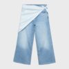 Pantalones culotte de mezclilla con detalle de pañuelo Pantalones culotte de mezclilla con detalle de pañuelo