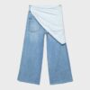 Pantalones culotte de mezclilla con detalle de pañuelo Pantalones culotte de mezclilla con detalle de pañuelo