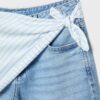 Pantalones culotte de mezclilla con detalle de pañuelo Pantalones culotte de mezclilla con detalle de pañuelo