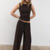 Pantalones de corte recto con efecto arrugado Pantalones de corte recto con efecto arrugado