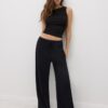 Pantalones de corte recto con efecto arrugado Pantalones de corte recto con efecto arrugado