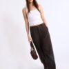 Pantalones de corte recto con efecto lino Pantalones de corte recto con efecto lino