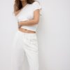 Pantalones de corte recto con efecto lino Pantalones de corte recto con efecto lino
