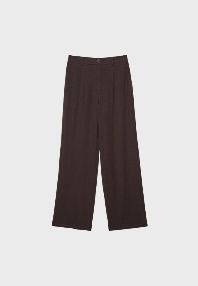 Pantalones de corte recto con efecto lino Pantalones de corte recto con efecto lino