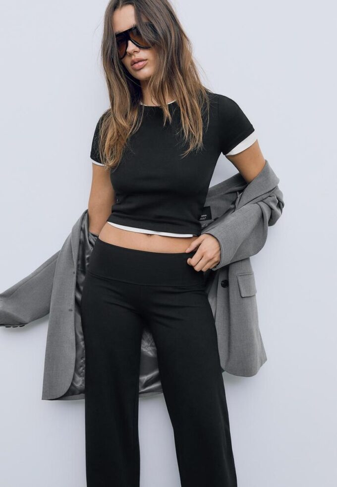 Pantalones de malla con cintura plegable Pantalones de malla con cintura plegable