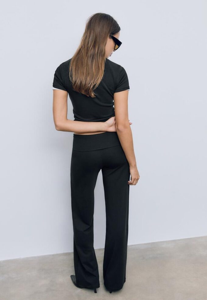 Pantalones de malla con cintura plegable Pantalones de malla con cintura plegable
