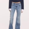 Pantalones de mezclilla de tiro bajo con bajo acampanado Pantalones de mezclilla de tiro bajo con bajo acampanado